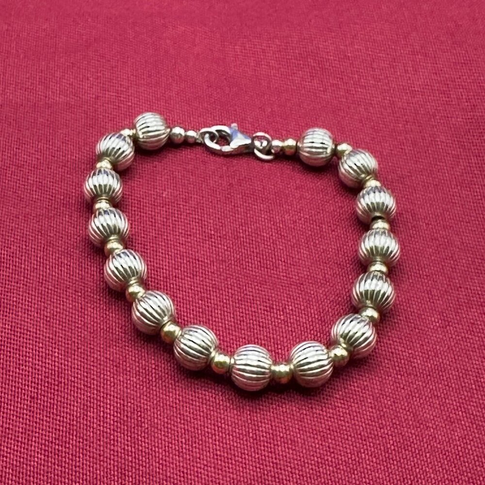 Sterling Silver Fluted Bead Bracelet - Picture 12 of 15